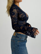 Valentina Lace Top - Navy