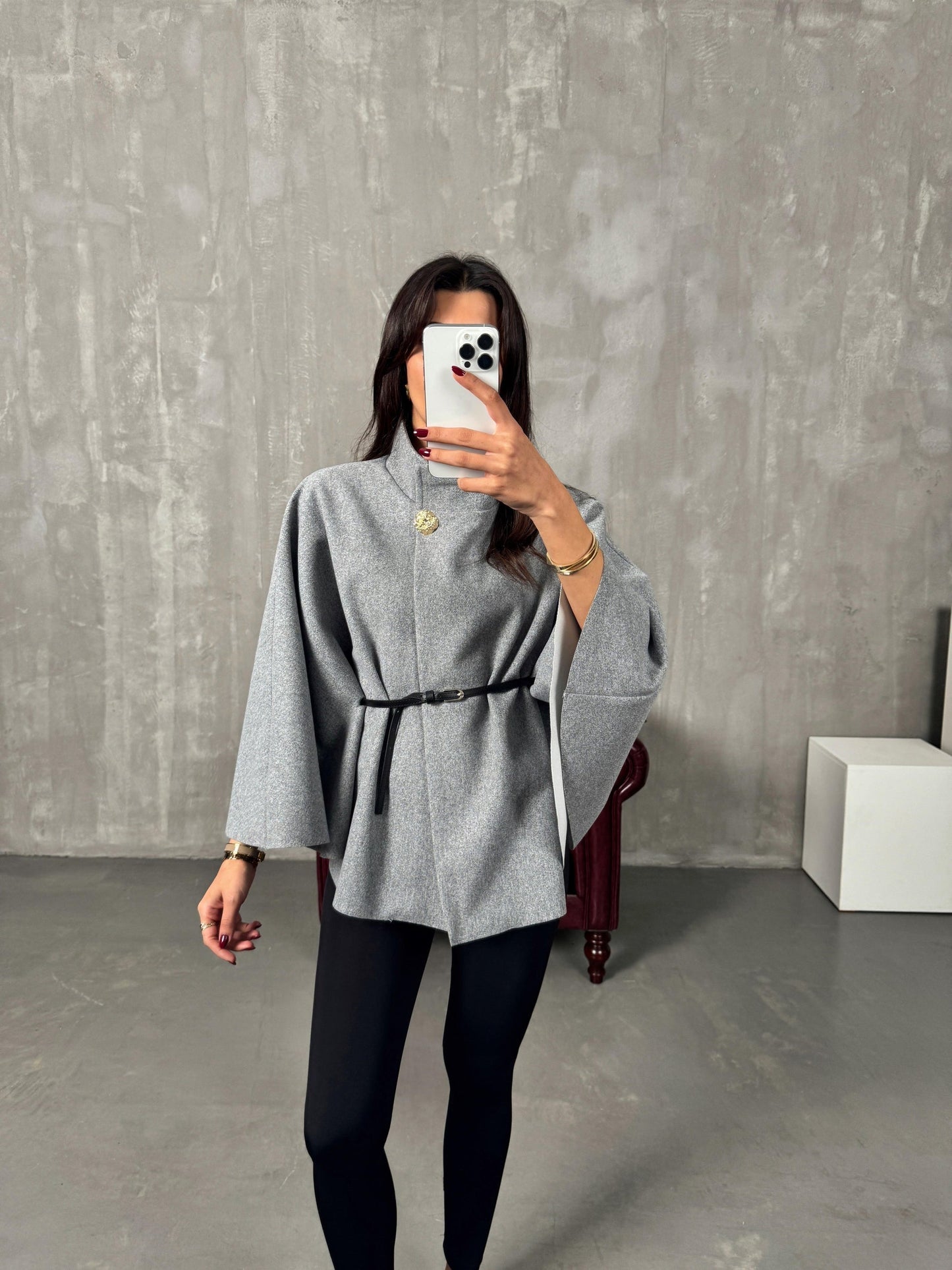 GINA | BELTED PONCHO JACKET