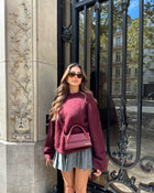 Mia Knit Sweater - Burgundy