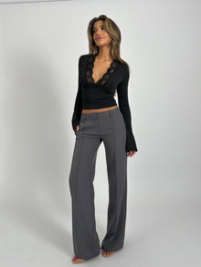 Maya Long Sleeve Lace Top - Black