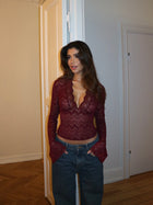 Valentina Lace Top - Burgundy