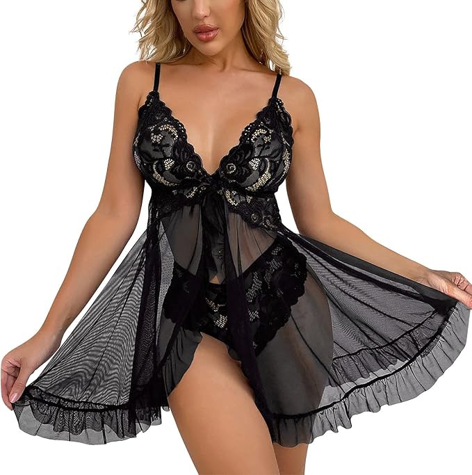 Seductive Lace Babydoll Set