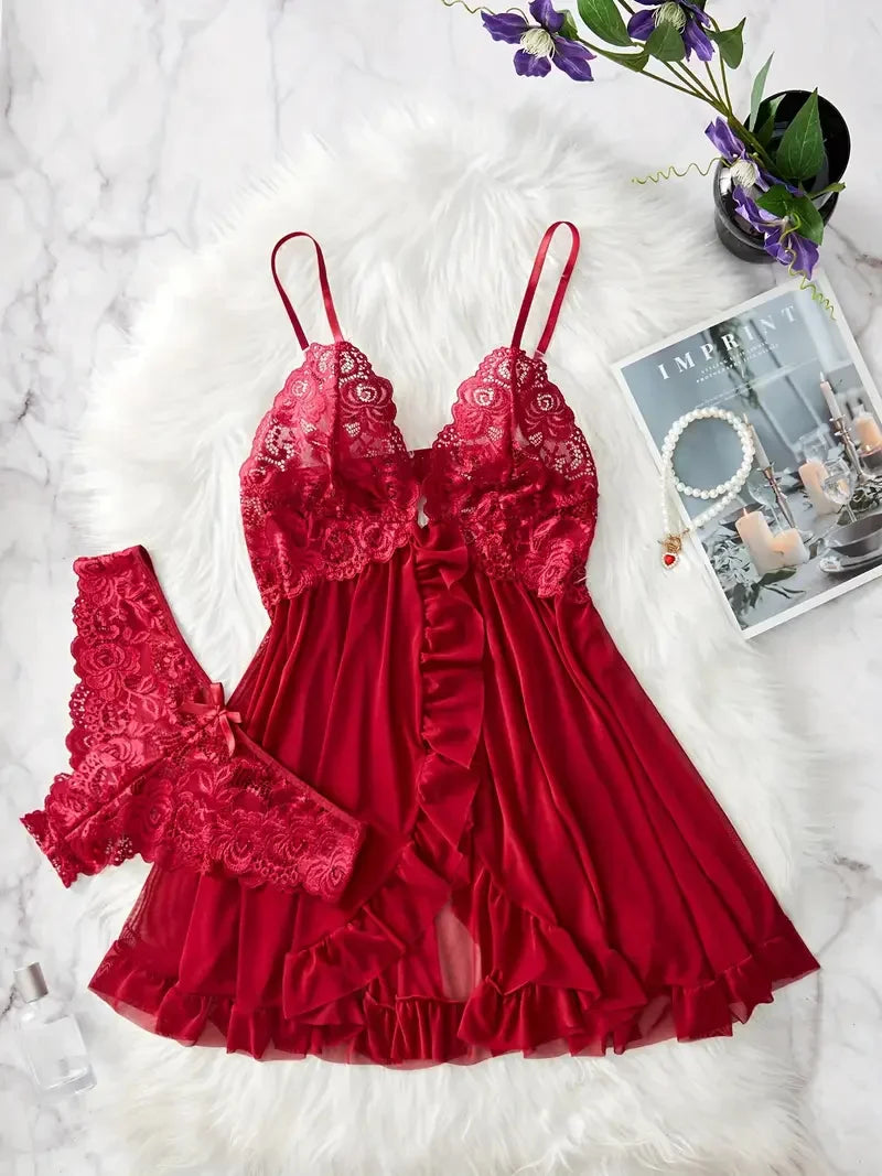 Valencia | Lace Ruffle Lingerie Set