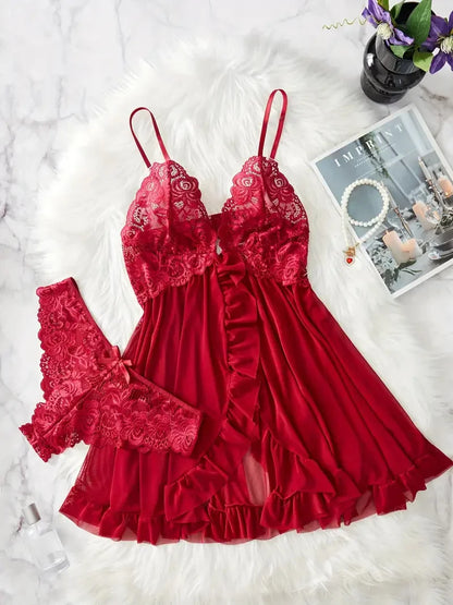 Valencia | Lace Ruffle Lingerie Set