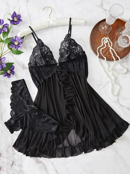 Valencia | Lace Ruffle Lingerie Set