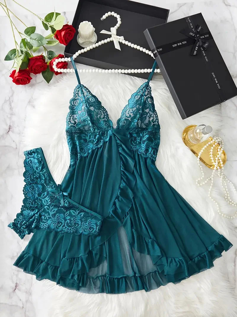 Valencia | Lace Ruffle Lingerie Set