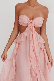Sally Cut-Out Ruffle Maxi Dress Blush