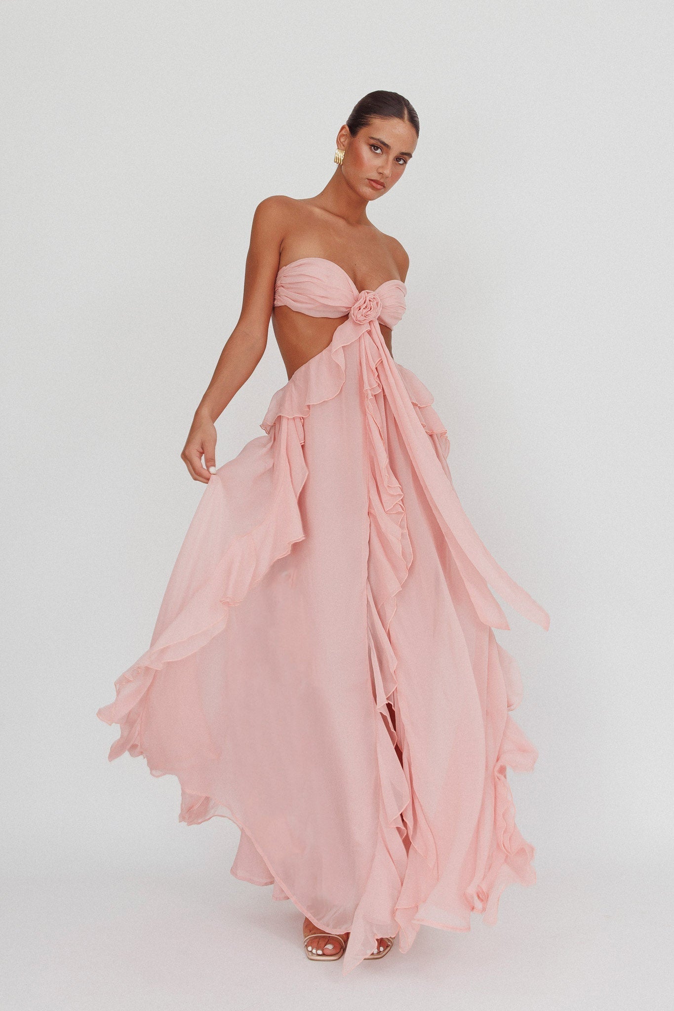 Sally | Cut-Out Ruffle Maxi Dress