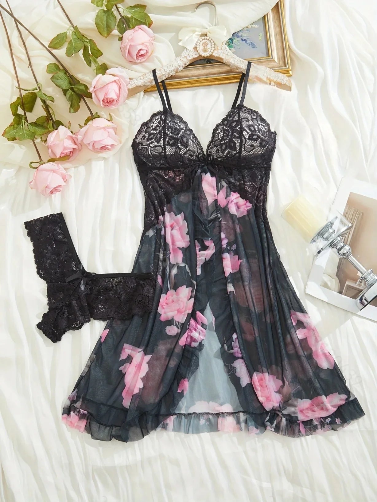 Valencia | Lace Ruffle Lingerie Set